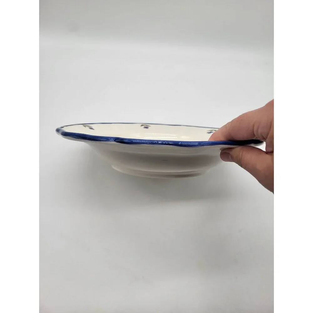 Sur La Table x Jacques Pépin Large Rim Soup Bowl Blue Chickens Rooster Farm
